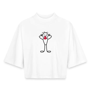 Männchen - Boxy Frauen Recyceltes 1/2 Sleeved T-Shirt by Stanley/Stella - Weiß - Vorne - AI Model Female 172 dark (172cm)