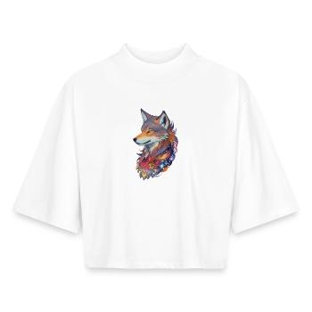 Wolf - Boxy Frauen Recyceltes 1/2 Sleeved T-Shirt by Stanley/Stella - Weiß - Vorne - AI Model Female 172 dark (172cm)