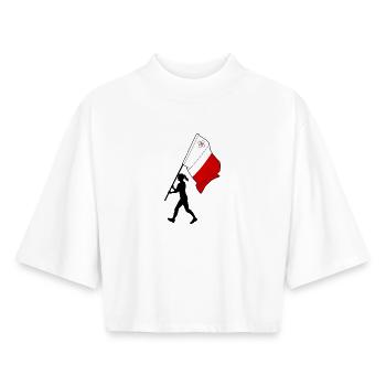 Flagge Malta Frau zu Fuß - Boxy Frauen Recyceltes 1/2 Sleeved T-Shirt by Stanley/Stella - Weiß - Vorne - AI Model Female 172 dark (172cm)