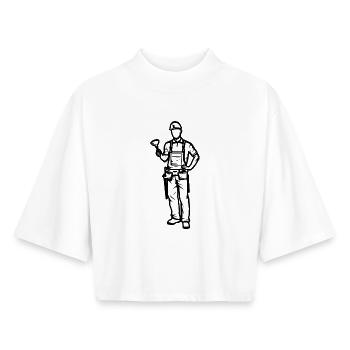 Plumber Boy - Boxy Women's Recycled 1/2 Sleeved T-Shirt by Stanley/Stella - white - Front - AI Model Female 172 dark (172cm)