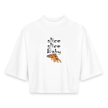 Slice Slice Baby Pizza Slice - Boxy Women's Recycled 1/2 Sleeved T-Shirt by Stanley/Stella - white - Front - AI Model Female 172 dark (172cm)