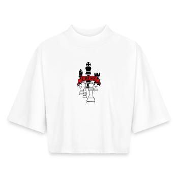 Logo de la bannière d’échecs - T-shirt femme coupe boxy recyclé manches mi-longues Stanley/Stella - blanc - Devant - AI Model Female 172 dark (172cm)