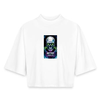 Crâne - T-shirt femme coupe boxy recyclé manches mi-longues Stanley/Stella - blanc - Devant - AI Model Female 172 dark (172cm)