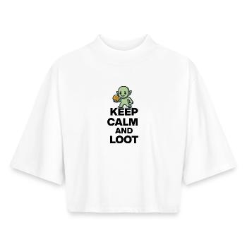 RESTE CALME ET PILLE, OR GOBELIN ! FÊTE DE NERDS GAMERS - T-shirt femme coupe boxy recyclé manches mi-longues Stanley/Stella - blanc - Devant - AI Model Female 172 dark (172cm)