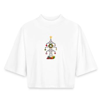 Christmas Power Pole - Boxy Women's Recycled 1/2 Sleeved T-Shirt by Stanley/Stella - white - Front - AI Model Female 172 dark (172cm)