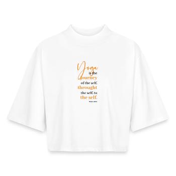 Yoga 1 - Boxy Frauen Recyceltes 1/2 Sleeved T-Shirt by Stanley/Stella - Weiß - Vorne - AI Model Female 172 dark (172cm)