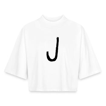 Buchstaben J - Boxy Frauen Recyceltes 1/2 Sleeved T-Shirt by Stanley/Stella - Weiß - Vorne - AI Model Female 172 dark (172cm)