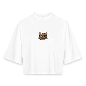 Nerd Kitteh - Boxy Women's Recycled 1/2 Sleeved T-Shirt by Stanley/Stella - white - Front - AI Model Female 172 dark (172cm)