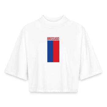 Brissago Souvenir Tessin Brissago - T-shirt femme coupe boxy recyclé manches mi-longues Stanley/Stella - blanc - Devant - AI Model Female 172 dark (172cm)