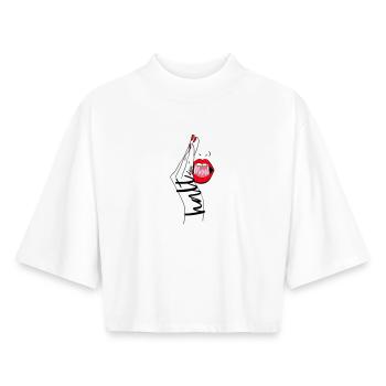 Shut up - Boxy Women's Recycled 1/2 Sleeved T-Shirt by Stanley/Stella - white - Front - AI Model Female 172 dark (172cm)