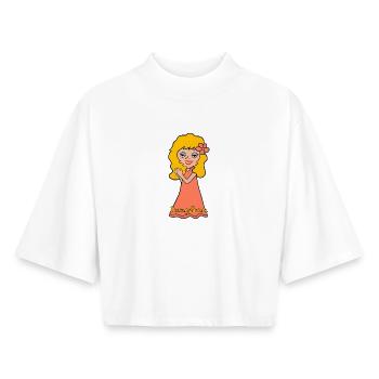 Zodiac Virgo Cartoon Flower Child - Boxy Women's Recycled 1/2 Sleeved T-Shirt by Stanley/Stella - white - Front - AI Model Female 172 dark (172cm)