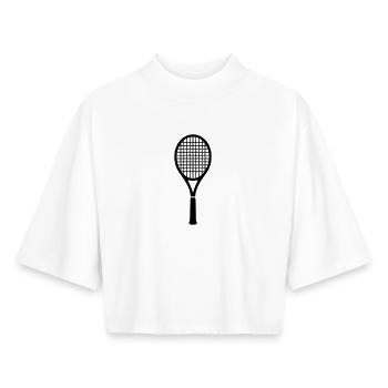 raquette_de_tennis_2 - T-shirt femme coupe boxy recyclé manches mi-longues Stanley/Stella - blanc - Devant - AI Model Female 172 dark (172cm)