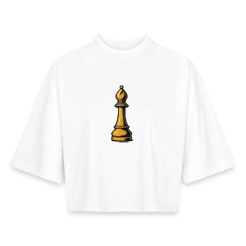 Goldener Läufer Schach-Icon - Boxy Frauen Recyceltes 1/2 Sleeved T-Shirt by Stanley/Stella - Weiß - Vorne - AI Model Female 172 dark (172cm)