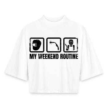 My weekend routine - Boxy Women's Recycled 1/2 Sleeved T-Shirt by Stanley/Stella - white - Front - AI Model Female 172 dark (172cm)