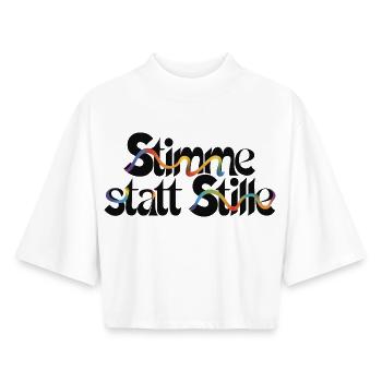 Motif de déclaration sympa pour un courage plus civilisé - T-shirt femme coupe boxy recyclé manches mi-longues Stanley/Stella - blanc - Devant - AI Model Female 172 dark (172cm)