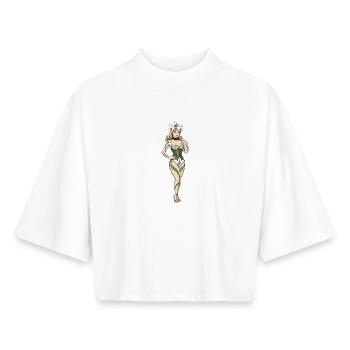 Lily pinup girl - Boxy Women's Recycled 1/2 Sleeved T-Shirt by Stanley/Stella - white - Front - AI Model Female 172 dark (172cm)