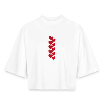 Red Heart Garland - Love Design - Boxy Women's Recycled 1/2 Sleeved T-Shirt by Stanley/Stella - white - Front - AI Model Female 172 dark (172cm)