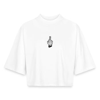 fuck you finger mittelfinger - Boxy Frauen Recyceltes 1/2 Sleeved T-Shirt by Stanley/Stella - Weiß - Vorne - AI Model Female 172 dark (172cm)
