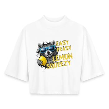 Easy Peasy Lemon Squeezy – Sommer Waschbär - Boxy Frauen Recyceltes 1/2 Sleeved T-Shirt by Stanley/Stella - Weiß - Vorne - AI Model Female 172 dark (172cm)