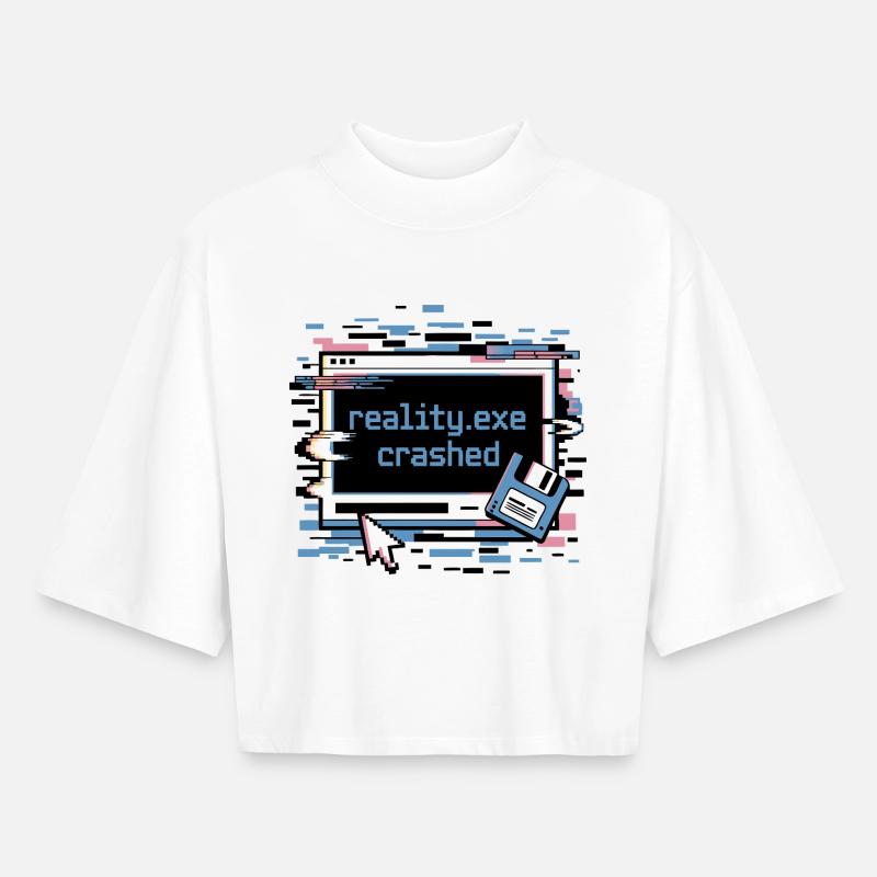 Reality.exe Crashed Retro Pixel Design - Boxy Frauen Recyceltes 1/2 Sleeved T-Shirt by Stanley/Stella - Weiß