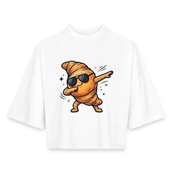 Dabbing Croissant - Boxy Frauen Recyceltes 1/2 Sleeved T-Shirt by Stanley/Stella - Weiß - Vorne - AI Model Female 172 dark (172cm)