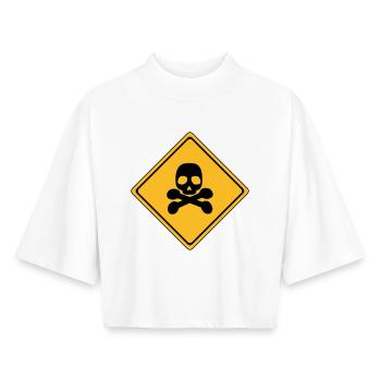 Danger Warning Sign # - Boxy Women's Recycled 1/2 Sleeved T-Shirt by Stanley/Stella - white - Front - AI Model Female 172 dark (172cm)