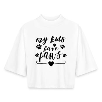 My Kids Have Paws – Pet Parent Statement Design - Boxy Frauen Recyceltes 1/2 Sleeved T-Shirt by Stanley/Stella - Weiß - Vorne - AI Model Female 172 dark (172cm)