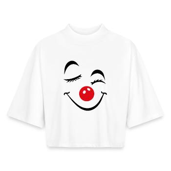 Cheerful Clown Face Carnival Carnival Carnival - Boxy Women's Recycled 1/2 Sleeved T-Shirt by Stanley/Stella - white - Front - AI Model Female 172 dark (172cm)