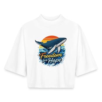 Freedom for Hope - Wal Sundowner - Boxy Frauen Recyceltes 1/2 Sleeved T-Shirt by Stanley/Stella - Weiß - Vorne - AI Model Female 172 dark (172cm)