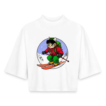 Skier Cat Freeride - T-shirt femme coupe boxy recyclé manches mi-longues Stanley/Stella - blanc - Devant - AI Model Female 172 dark (172cm)