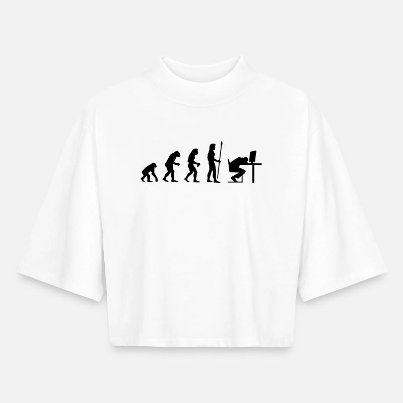 evolution_pc_4 - T-shirt femme coupe boxy recyclé manches mi-longues Stanley/Stella - blanc