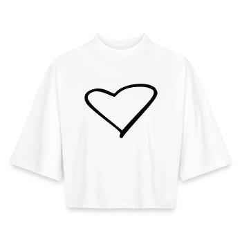 Heart - Boxy Women's Recycled 1/2 Sleeved T-Shirt by Stanley/Stella - white - Front - AI Model Female 172 dark (172cm)