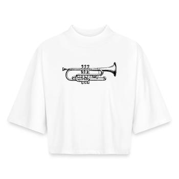 Trompete Trumpet - Boxy Frauen Recyceltes 1/2 Sleeved T-Shirt by Stanley/Stella - Weiß - Vorne - AI Model Female 172 dark (172cm)