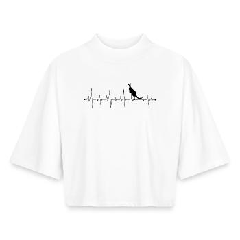 Kangourou battement de cœur - T-shirt femme coupe boxy recyclé manches mi-longues Stanley/Stella - blanc - Devant - AI Model Female 172 dark (172cm)