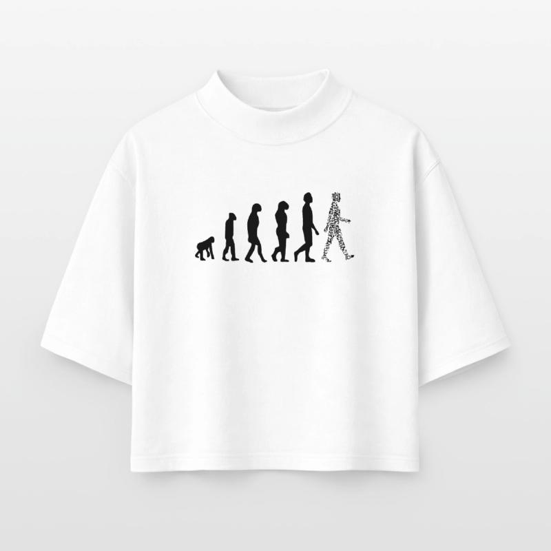 Evolution QR Code - Humor Gesundheits-Pass Boxy Frauen Recyceltes 1/2 Sleeved T-Shirt by Stanley/Stella