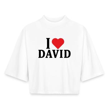T-shirt I love David t-shirt gift idea - Boxy Women's Recycled 1/2 Sleeved T-Shirt by Stanley/Stella - white - Front - AI Model Female 172 dark (172cm)