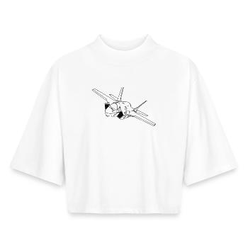 F-35 Lightning II | F 35 | F35 | avions de combat - T-shirt femme coupe boxy recyclé manches mi-longues Stanley/Stella - blanc - Devant - AI Model Female 172 dark (172cm)