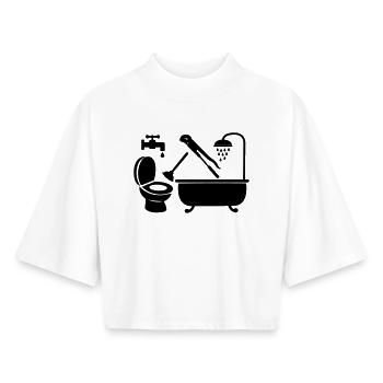 Logo Klempnerfirma - Boxy Frauen Recyceltes 1/2 Sleeved T-Shirt by Stanley/Stella - Weiß - Vorne - AI Model Female 172 dark (172cm)