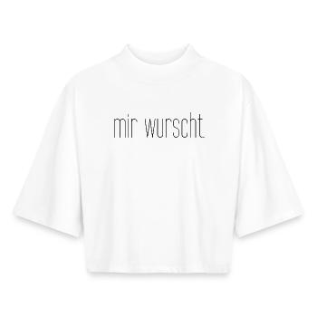 mir wurscht - Boxy Frauen Recyceltes 1/2 Sleeved T-Shirt by Stanley/Stella - Weiß - Vorne - AI Model Female 172 dark (172cm)