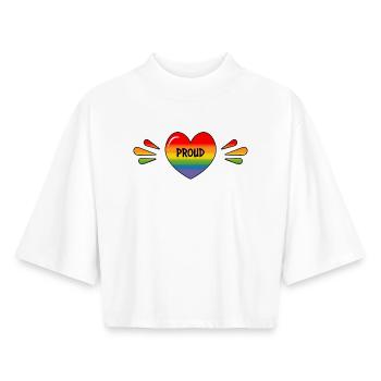 Regenbogen LGBT Stolzes Herz - Boxy Frauen Recyceltes 1/2 Sleeved T-Shirt by Stanley/Stella - Weiß - Vorne - AI Model Female 172 dark (172cm)