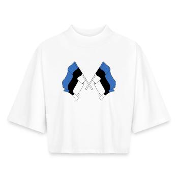 Deux drapeaux Estonie - T-shirt femme coupe boxy recyclé manches mi-longues Stanley/Stella - blanc - Devant - AI Model Female 172 dark (172cm)