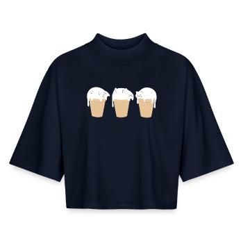 miau meow cat eis catlove - Boxy Frauen Recyceltes 1/2 Sleeved T-Shirt by Stanley/Stella - Navy - Vorne - AI Model Female 172 light (172cm)