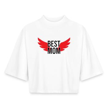 Meilleure Maman - Fête des Mères - T-shirt femme coupe boxy recyclé manches mi-longues Stanley/Stella - blanc - Devant - AI Model Female 172 dark (172cm)