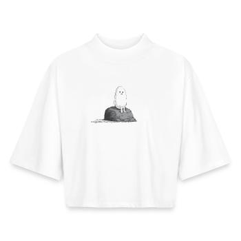 Sad Stone - Boxy Women's Recycled 1/2 Sleeved T-Shirt by Stanley/Stella - white - Front - AI Model Female 172 dark (172cm)