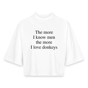 The More I Love Donkeys - Boxy Frauen Recyceltes 1/2 Sleeved T-Shirt by Stanley/Stella - Weiß - Vorne - AI Model Female 172 dark (172cm)