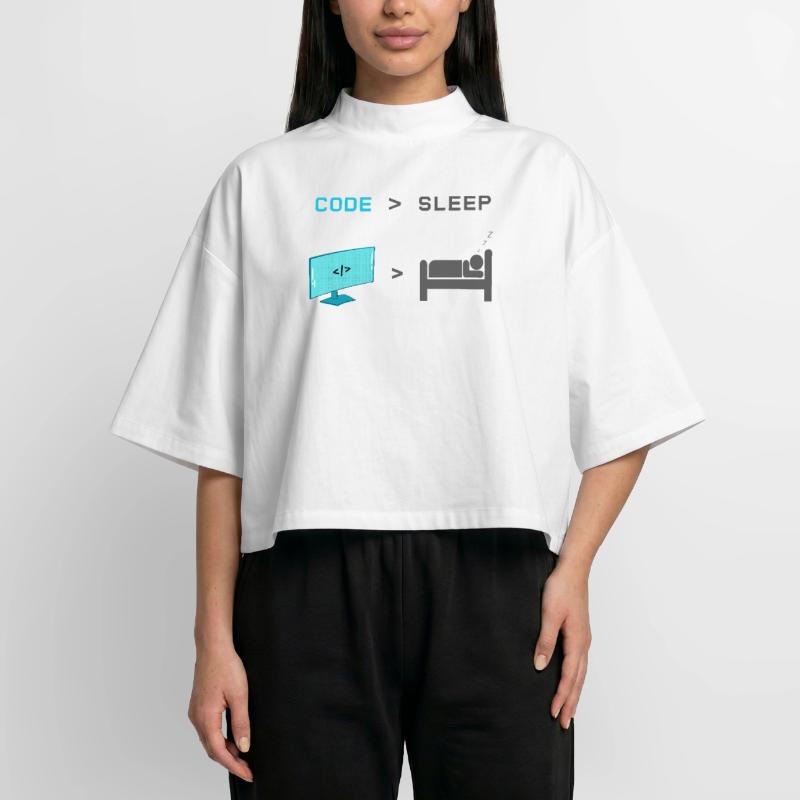 Code vs Sleep: Coder im Schlafmodus Boxy Frauen Recyceltes 1/2 Sleeved T-Shirt by Stanley/Stella