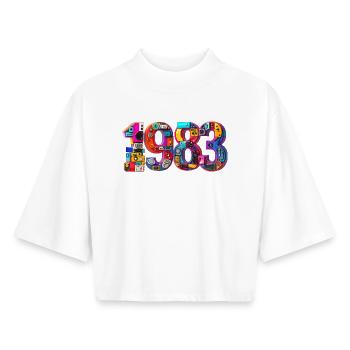 1983 – Heirat, Geburtsdatum, Jahrgang, Abitur - Boxy Frauen Recyceltes 1/2 Sleeved T-Shirt by Stanley/Stella - Weiß - Vorne - AI Model Female 172 dark (172cm)