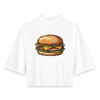 8Bit Hamburger Pixel Art - Boxy Women's Recycled 1/2 Sleeved T-Shirt by Stanley/Stella - white - Front - AI Model Female 172 dark (172cm)