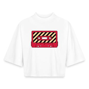 Cassette Retro Mixtape – Music Cult Motif - Boxy Women's Recycled 1/2 Sleeved T-Shirt by Stanley/Stella - white - Front - AI Model Female 172 dark (172cm)