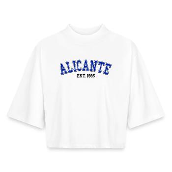 Alicante gegründet 1985 - Boxy Frauen Recyceltes 1/2 Sleeved T-Shirt by Stanley/Stella - Weiß - Vorne - AI Model Female 172 dark (172cm)